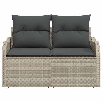 2-Sitzer Gartensofa mit Kissen Hellgrau Poly Rattan