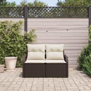 2-Sitzer Garten-Sofa mit Stauraum & Kissen Braun Poly-Rattan
