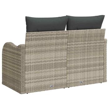 2-Sitzer Gartensofa mit Stauraum und Kissen Hellgrau Poly Rattan