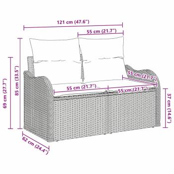 2-Sitzer Gartensofa mit Stauraum und Kissen Hellgrau Poly Rattan