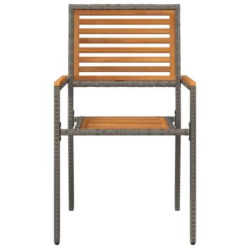 Stapelbare Gartenstühle mit Kissen, 2 Stück, Grau, Poly Rattan