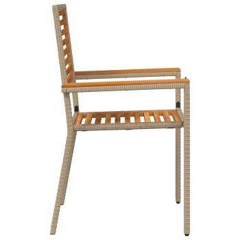 Stapelbare Gartenstühle mit Kissen 2 Stück Beige aus Poly Rattan