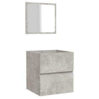 Badschrank mit Spiegel Betongrau Holzwerkstoff