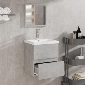 Badschrank mit Spiegel Betongrau Holzwerkstoff