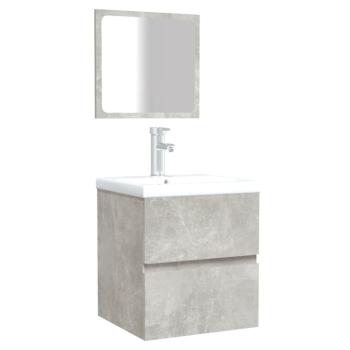 Badschrank mit Spiegel Betongrau Holzwerkstoff