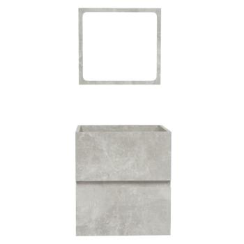 Badschrank mit Spiegel Betongrau Holzwerkstoff