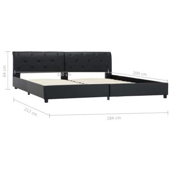 Bettgestell Schwarz Kunstleder 180 × 200 cm