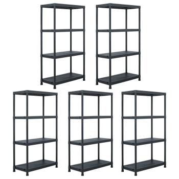 ARDEBO.de - Lagerregale 5 Stk. Schwarz 60 x 30 x 138 cm Kunststoff
