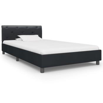 Bettgestell Schwarz Kunstleder 100 × 200 cm