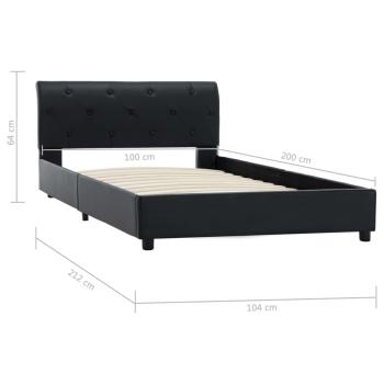 Bettgestell Schwarz Kunstleder 100 × 200 cm