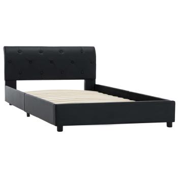 Bettgestell Schwarz Kunstleder 100 × 200 cm