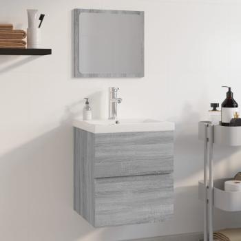 ARDEBO.de - Badmöbel-Set Grau Sonoma Holzwerkstoff