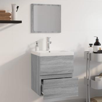 Badmöbel-Set Grau Sonoma Holzwerkstoff
