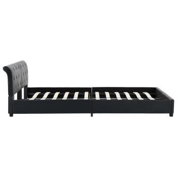 Bettgestell Schwarz Kunstleder 160 × 200 cm