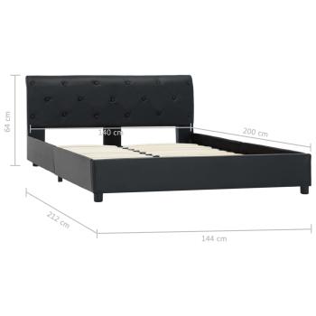Bettgestell Schwarz Kunstleder 140 × 200 cm
