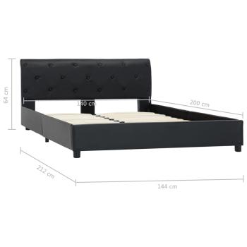Bettgestell Schwarz Kunstleder 140 × 200 cm