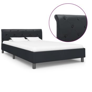 Bettgestell Schwarz Kunstleder 140 × 200 cm