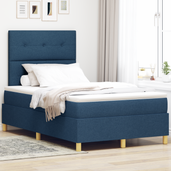 Boxspringbett mit Matratze Blau 120x200 cm Stoff