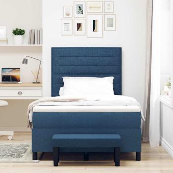 Boxspringbett mit Matratze & Bank Blau 120x200 cm Stoff