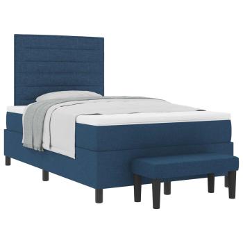 Boxspringbett mit Matratze & Bank Blau 120x200 cm Stoff