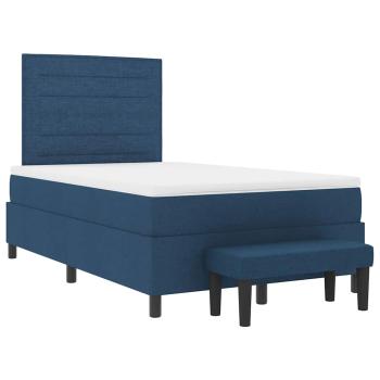 Boxspringbett mit Matratze & Bank Blau 120x200 cm Stoff