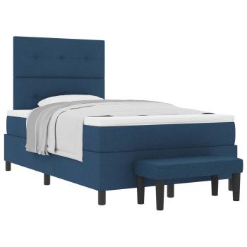 Boxspringbett mit Matratze & Bank Blau 120x200 cm Stoff