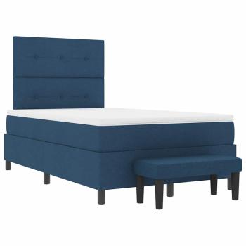 Boxspringbett mit Matratze & Bank Blau 120x200 cm Stoff