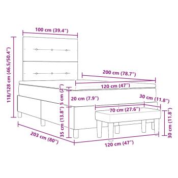 Boxspringbett mit Matratze & Bank Blau 120x200 cm Stoff