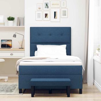 Boxspringbett mit Matratze & Bank Blau 120x200 cm Stoff