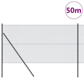 Schweißdrahtzaun mit 13 Pfosten Grau 1.2x50 m Stahl
