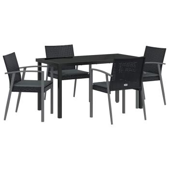 Set aus 3 Schwarz PE-Rattan, Stahl 56,5x57x83 cm Langlebig