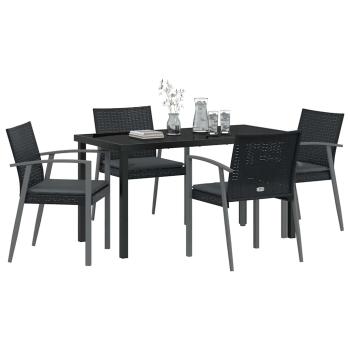 Set aus 3 Schwarz PE-Rattan, Stahl 56,5x57x83 cm Langlebig