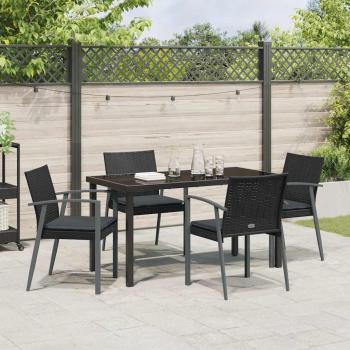 Set aus 3 Schwarz PE-Rattan, Stahl 56,5x57x83 cm Langlebig