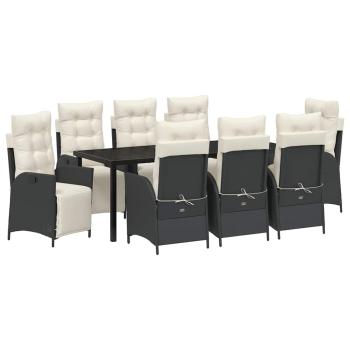 ARDEBO.de - 9-teiliges Garten-Dining-Set Schwarz Poly-Rattan