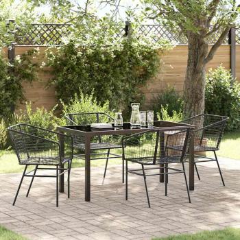 ARDEBO.de - Set aus 3 Schwarz PE-Rattan, pulverbeschichteter Stahl