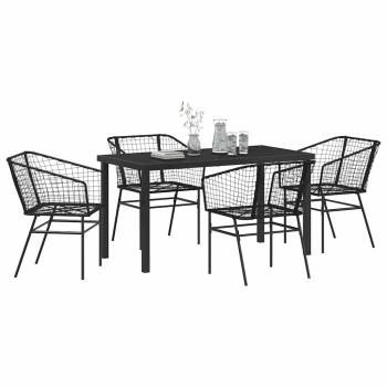 Set aus 3 Schwarz PE-Rattan, pulverbeschichteter Stahl