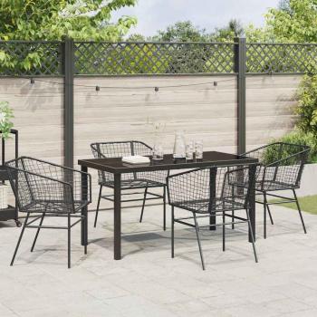 Set aus 3 Schwarz PE-Rattan, pulverbeschichteter Stahl