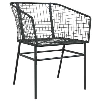 Set aus 3 Schwarz PE-Rattan, pulverbeschichteter Stahl