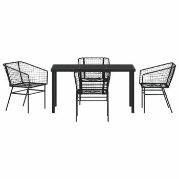 Set aus 3 Schwarz PE-Rattan, pulverbeschichteter Stahl
