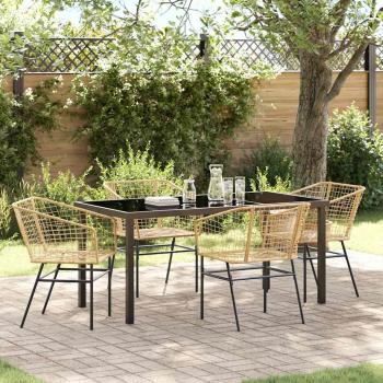 ARDEBO.de - 5-teiliges Gartendining-Set Brauner Poly-Rattan