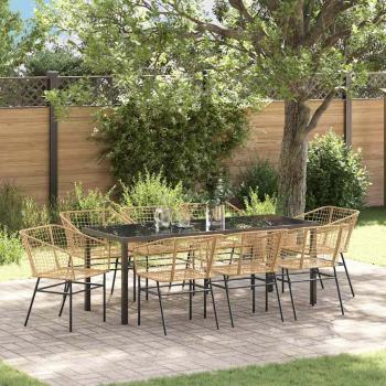 ARDEBO.de - Garten Essgruppe 9 stk. Braun Poly-Rattan