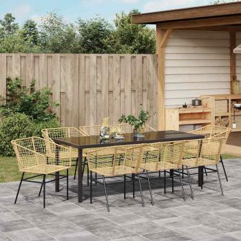 Garten Essgruppe 9 stk. Braun Poly-Rattan