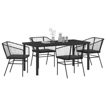 Set aus 3 Schwarz PE-Rattan, Pulverbeschichteter Stahl Mittel