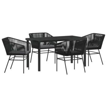 Set aus 3 Schwarz PE-Rattan, pulverbeschichteter Stahl Standard