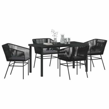 Set aus 3 Schwarz PE-Rattan, pulverbeschichteter Stahl Standard