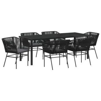 Garten Essgruppe 7 pcs Schwarz Pulverbeschichteter Stahl