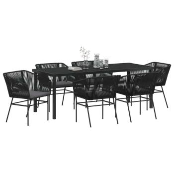 Garten Essgruppe 7 pcs Schwarz Pulverbeschichteter Stahl