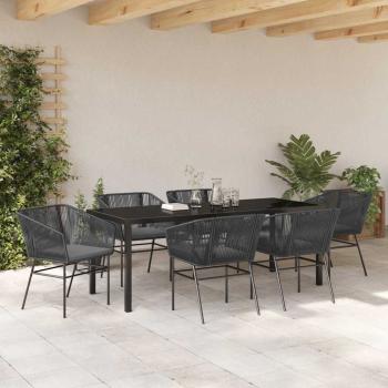 Garten Essgruppe 7 pcs Schwarz Pulverbeschichteter Stahl