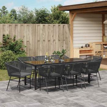 Set mit 5 Schwarz, Dunkelgrau PE-Rattan, pulverbeschichteter Stahl