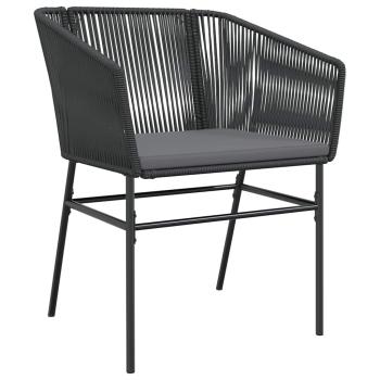 Set mit 5 Schwarz, Dunkelgrau PE-Rattan, pulverbeschichteter Stahl